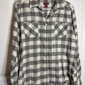 Merona Gray and White Plaid Shirt